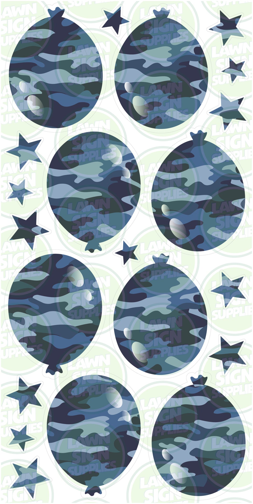 PATTERNED BALLOONS - CAMOUFLAGE BLUE
