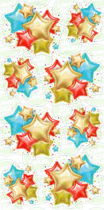 STARBURST FOIL BALLOONS - BLUE, RED, YELLOW & GOLD