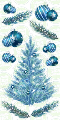 BLUE CHRISTMAS TREE & BAUBLES