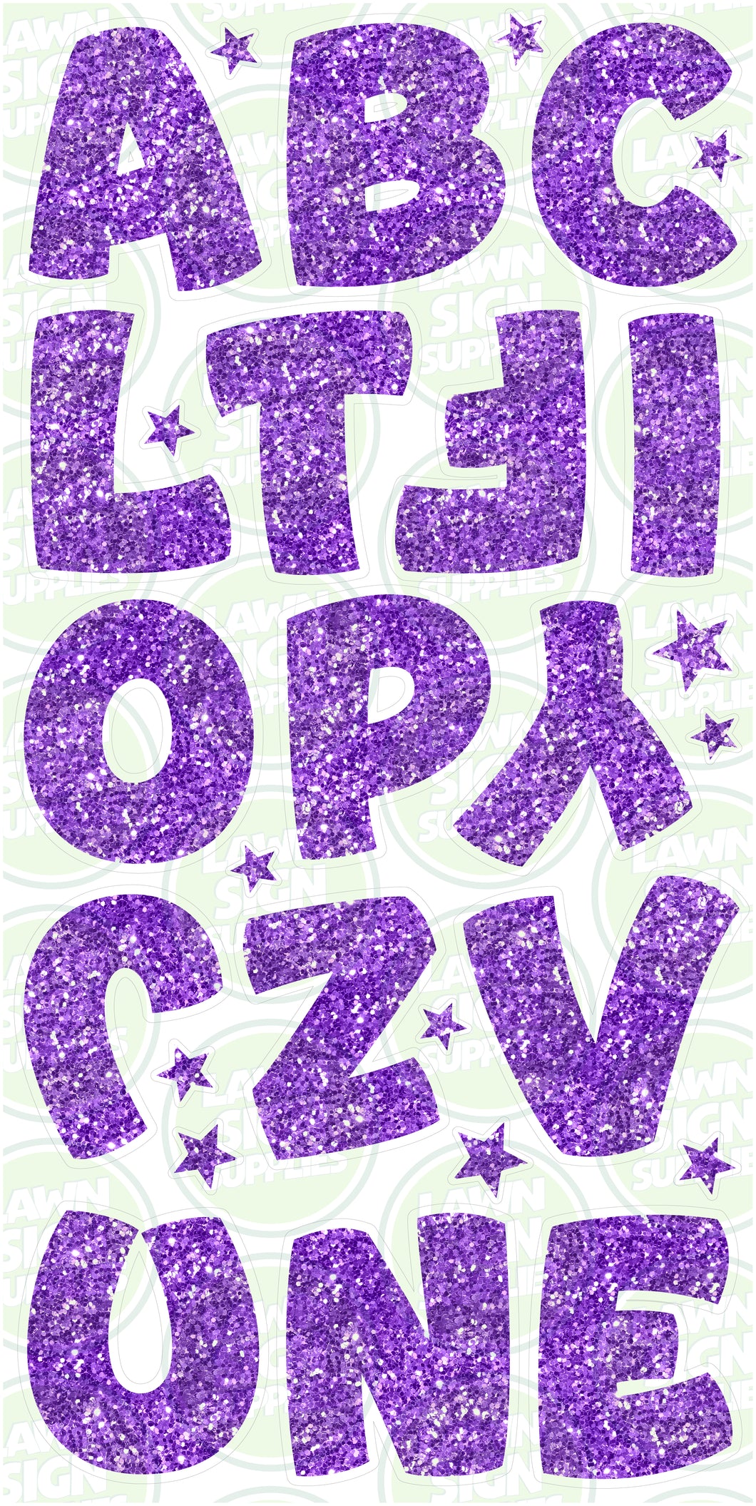 MIDI COMIC LETTERS  (45CM) - PURPLE GLITTER