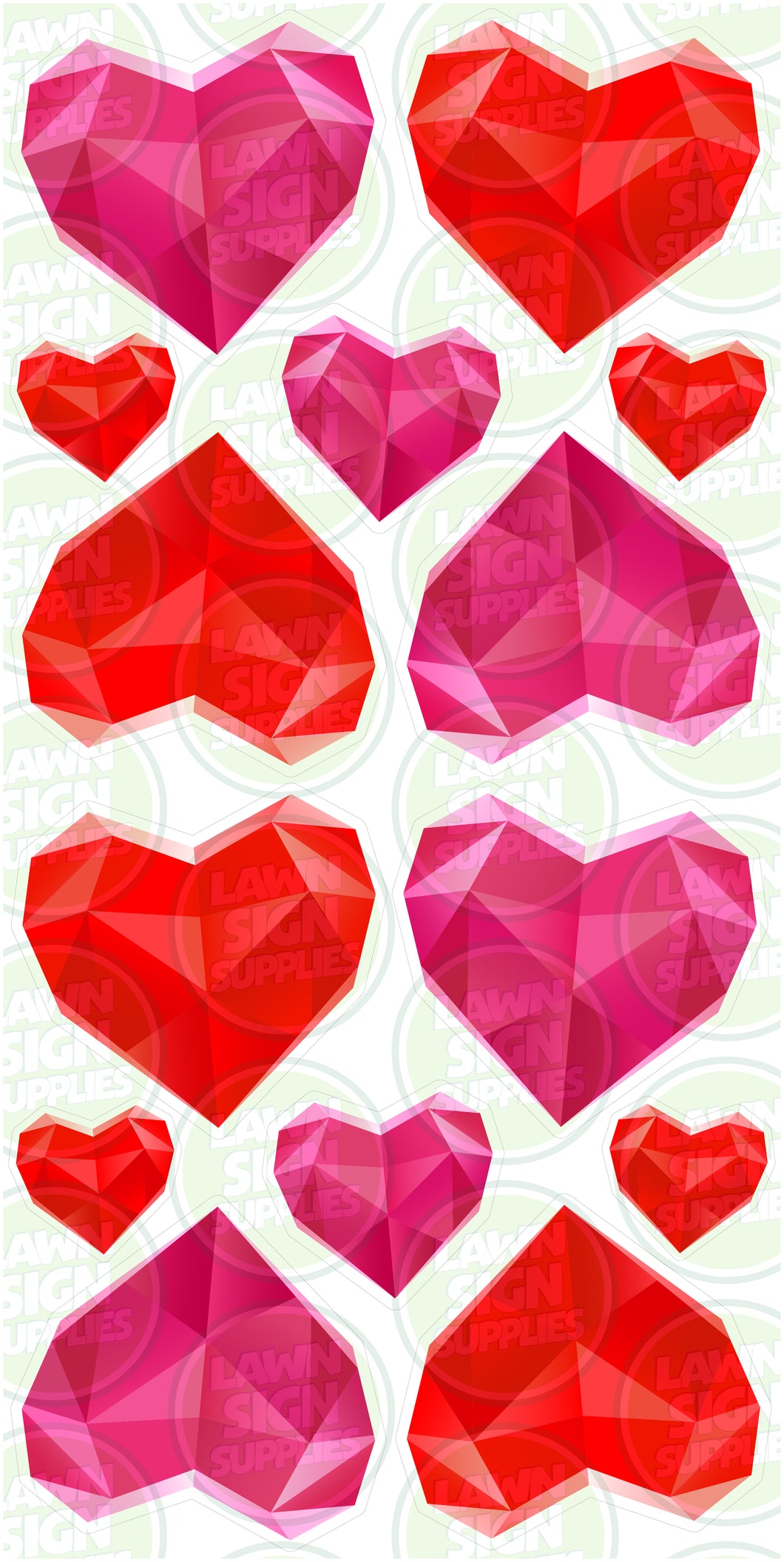 GEOMETRIC HEARTS - RED & PINK