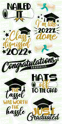 CONGRATS GRADS - TEAL SCROLLS