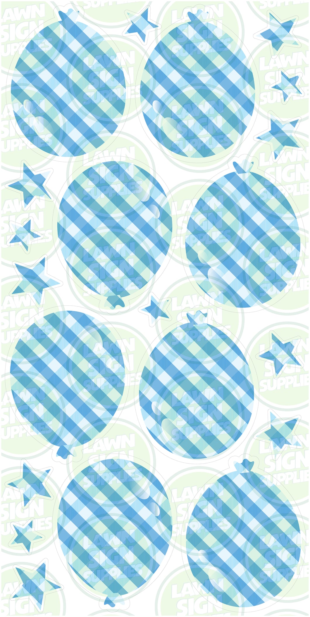 PATTERNED BALLOONS - BLUE GINGHAM