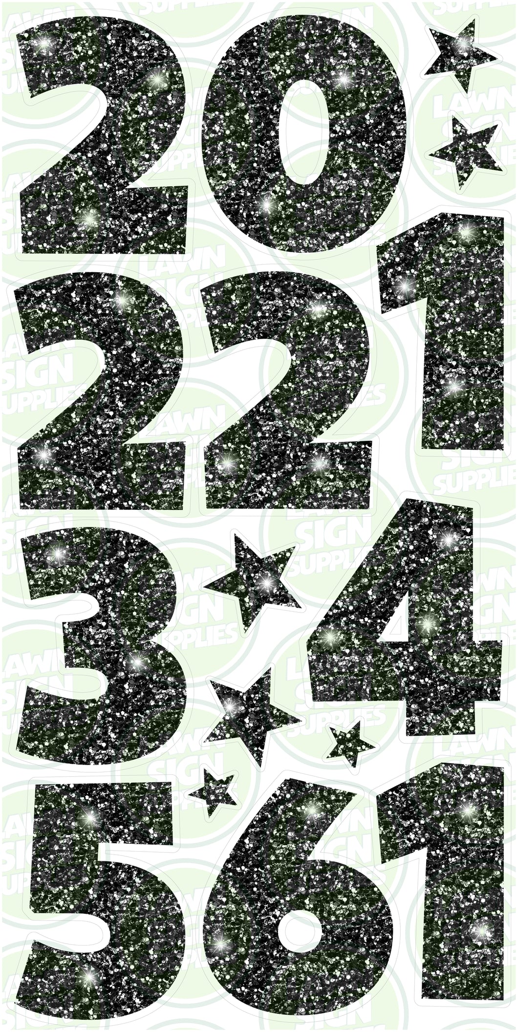 NUMBERS (60CM) - BLACK GLITTER SPARKLE