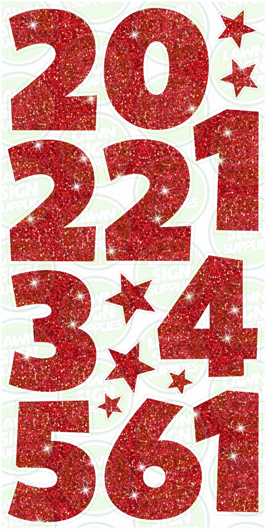NUMBERS (60CM) - RED SPARKLE