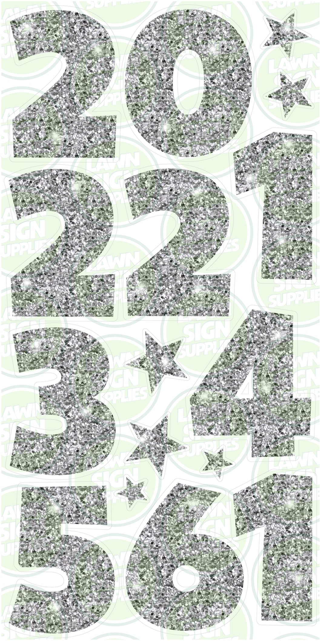 NUMBERS (60CM) - SILVER GLITTER SPARKLE