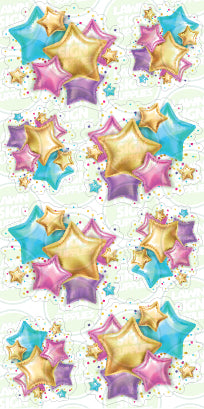STARBURST FOIL BALLOONS - BLUE, PINK, PURPLE & GOLD